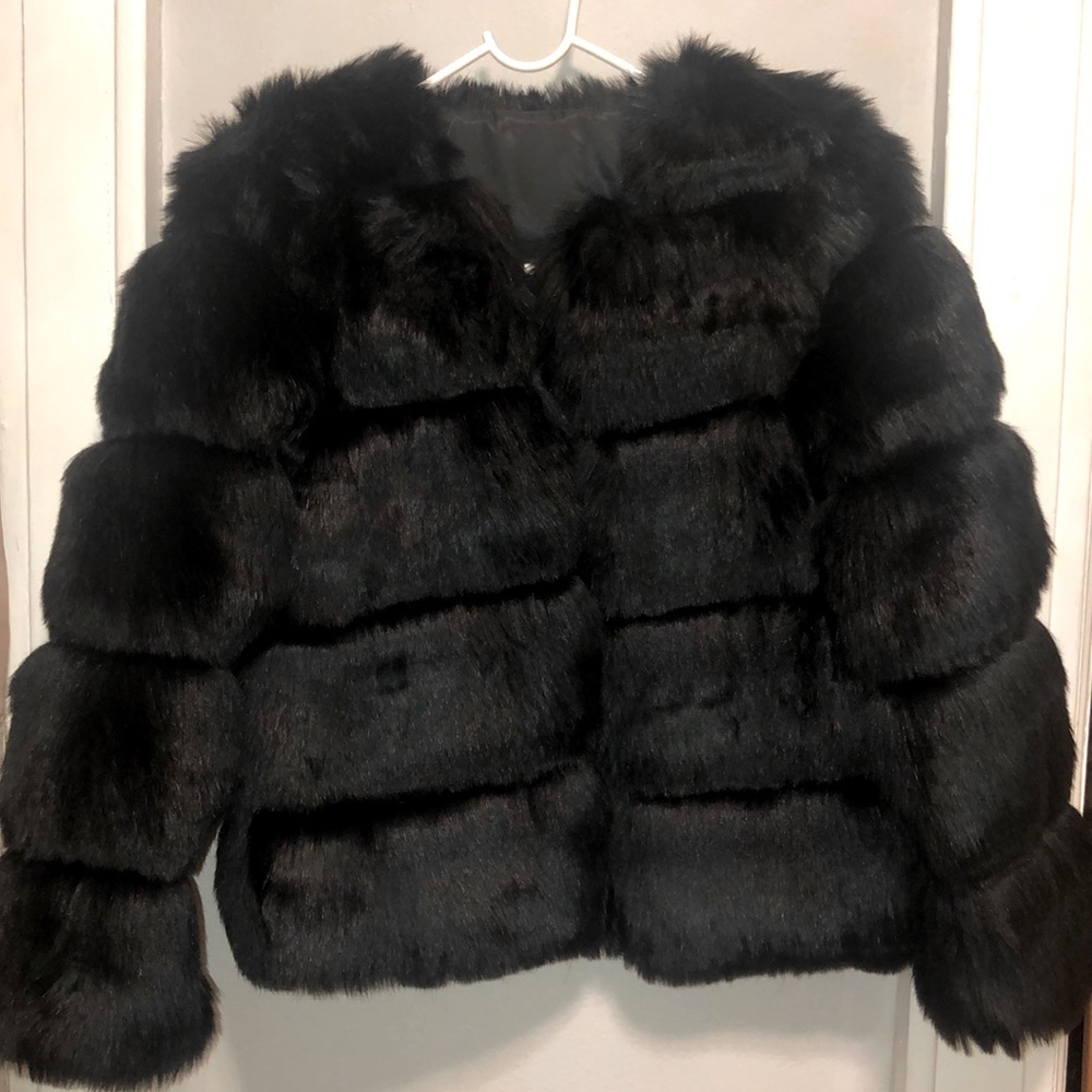 Black Faux Fur Coat